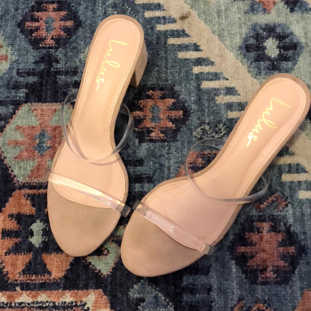 Lulus nude low heel with clear straps